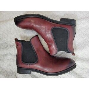 PIKOLINOS Burgundy Leather Chelsea Ankle Boots with Black Elastic